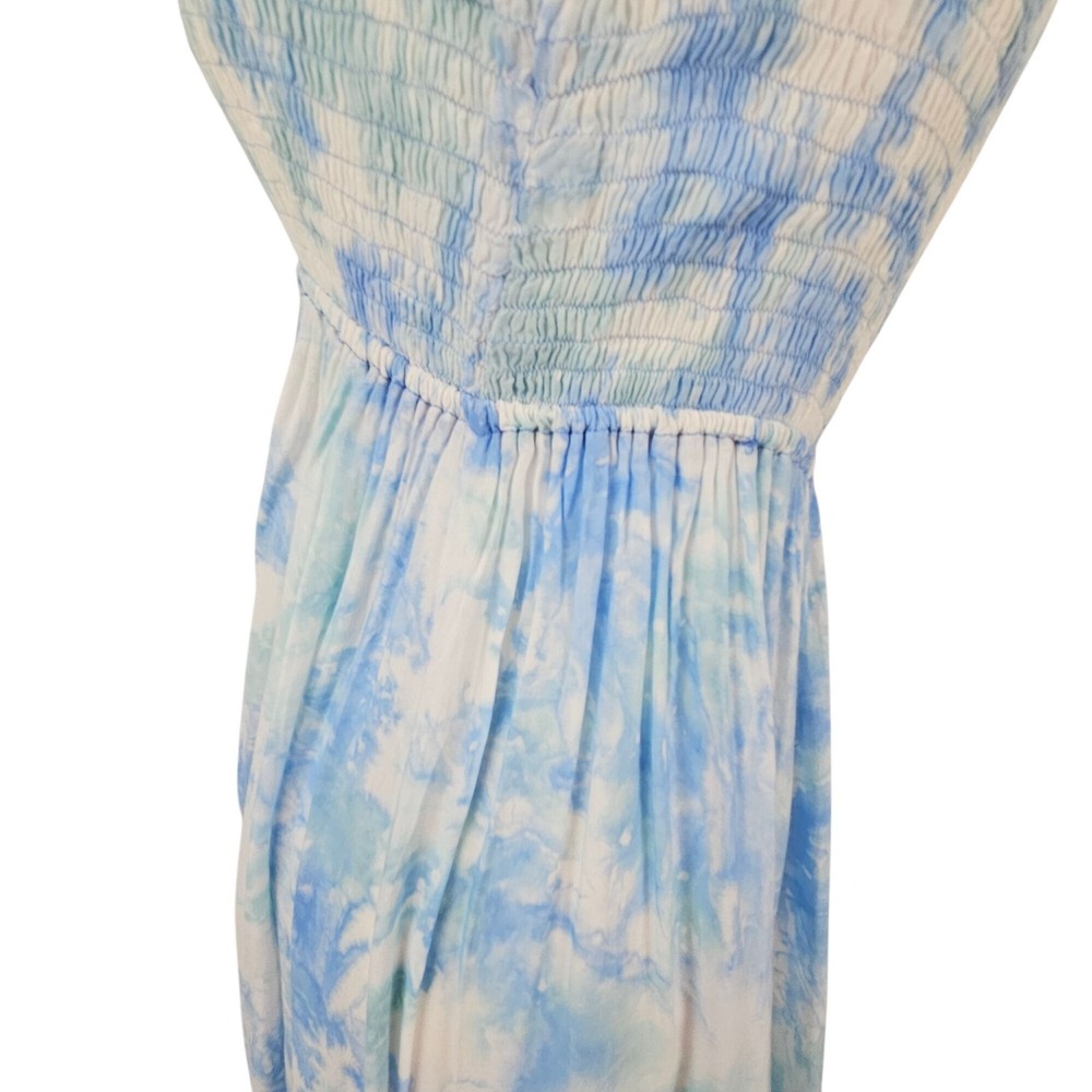 Tiare Hawaii Maxi Dress One Size Blue Tie Dye Strapless Smocked Boho Stretch - Picture 5 of 10
